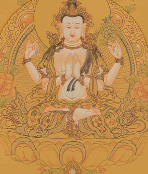 Avalokiteshvara Chengrezig Thangka | Four Armed Chenrezig Painting