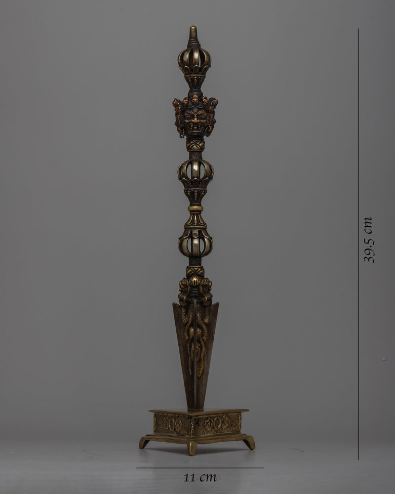 Tibetan Phurba Dagger With Stand Base | Traditional Buddhist Tantric Tool