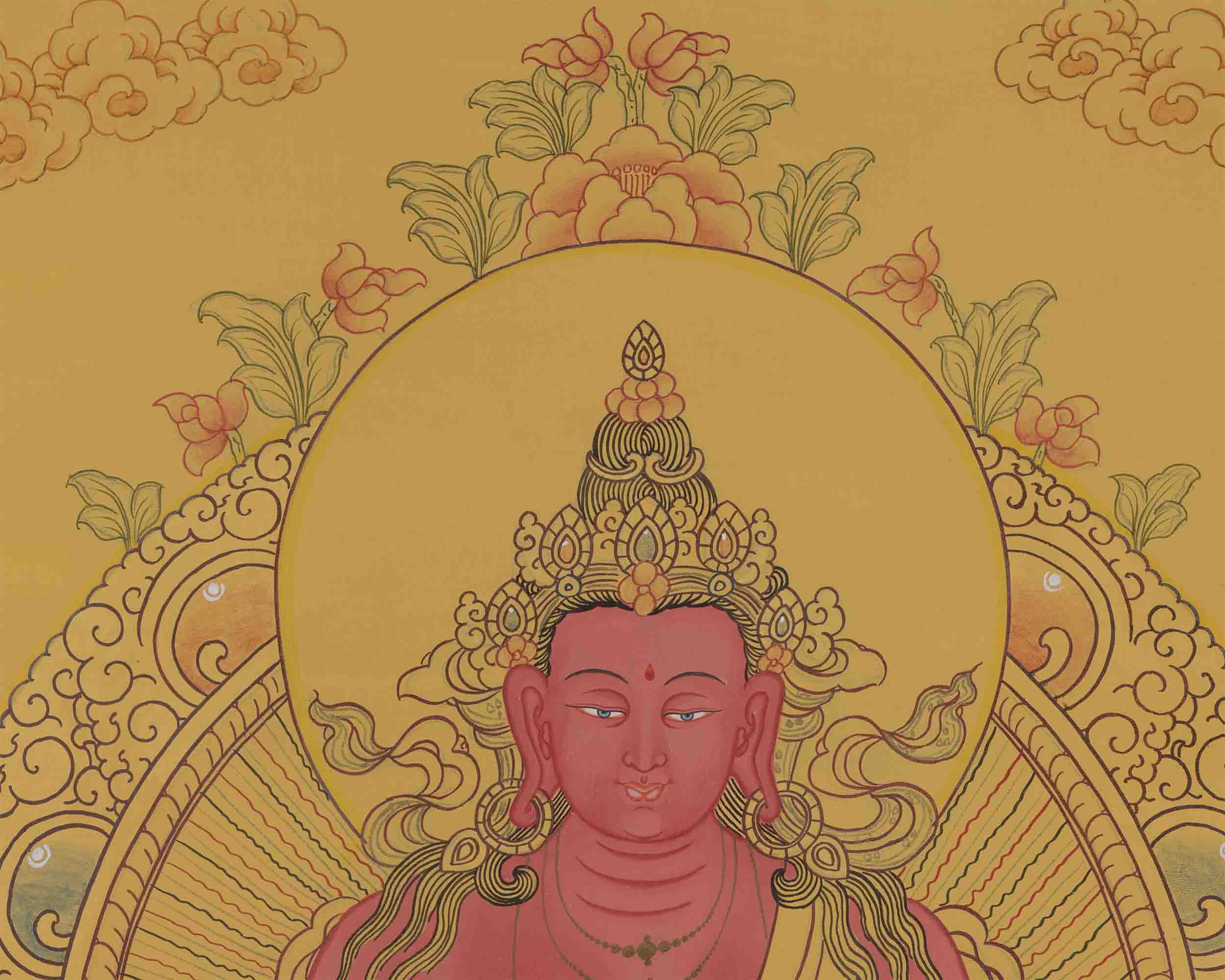 Amitayus Buddha Thangka Painting | Traditional Buddhist Arts