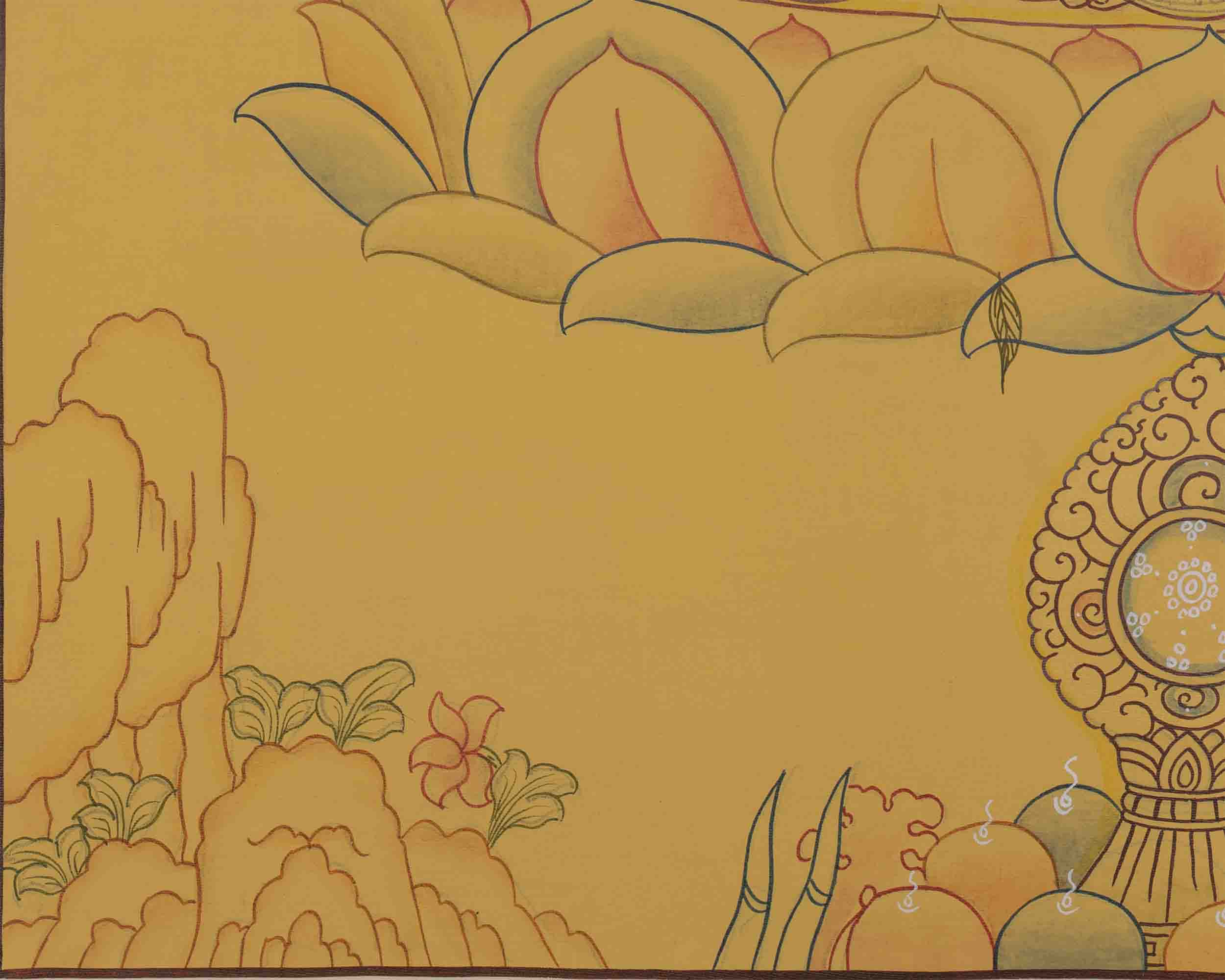 Amitayus Buddha Thangka Painting | Traditional Buddhist Arts