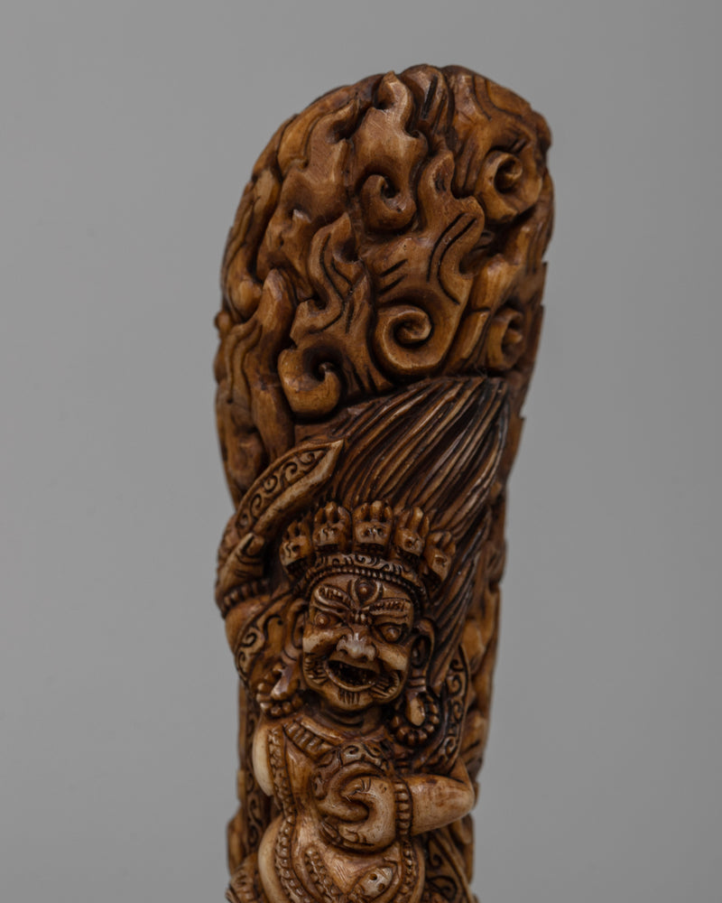 Bone Mahakala Bernakchen Seal | Handmade Carved Buddhist Art