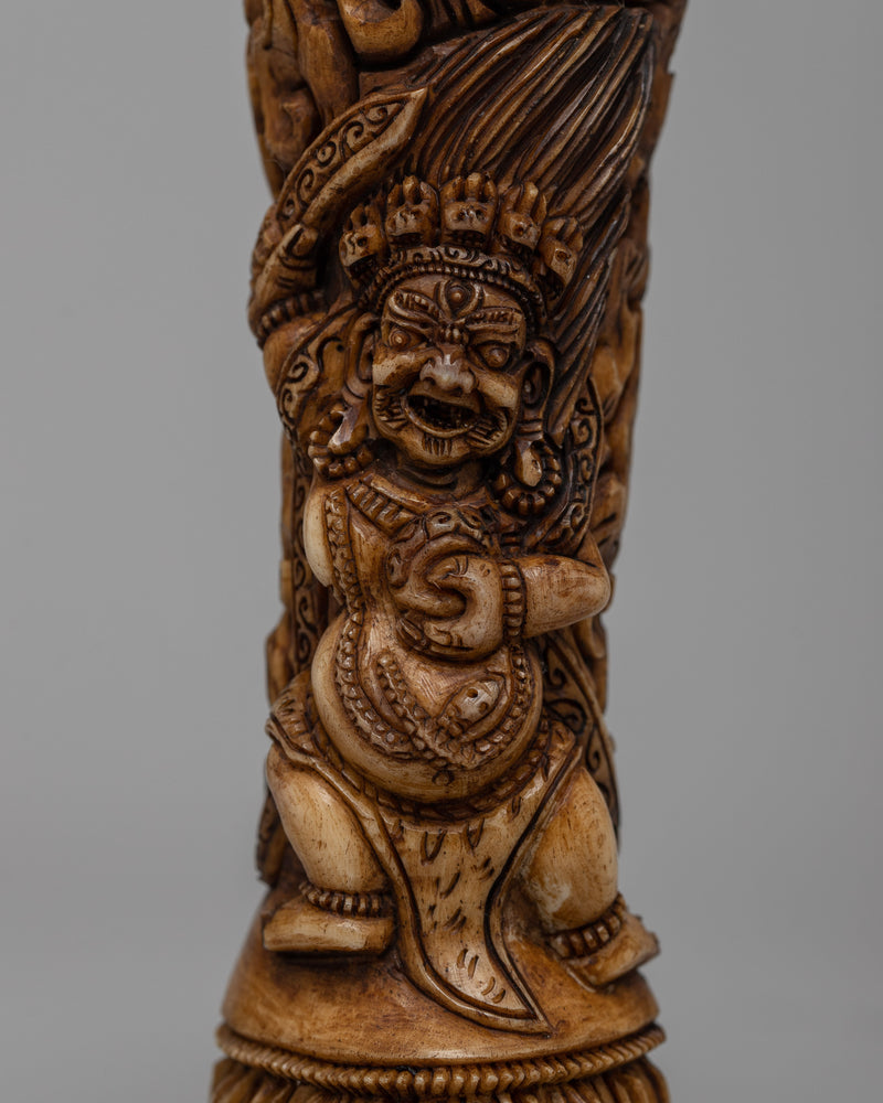 Bone Mahakala Bernakchen Seal | Handmade Carved Buddhist Art