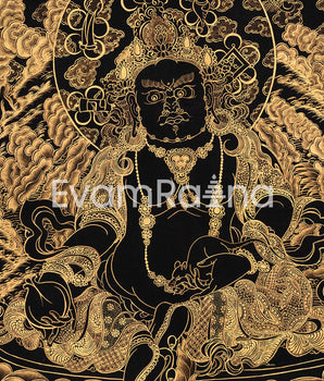 Gold Dzambhala Thangka | Traditional Buddhist Wealth Deity Art