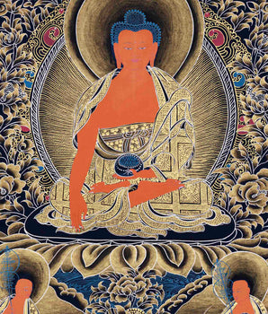 Shakyamuni Buddha With Amitabha and Medicine Buddha | Traditional Thangka Painting
