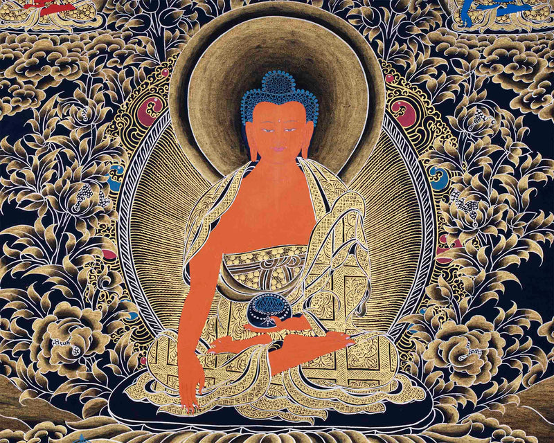 Shakyamuni Buddha With Amitabha and Medicine Buddha | Traditional Thangka Painting