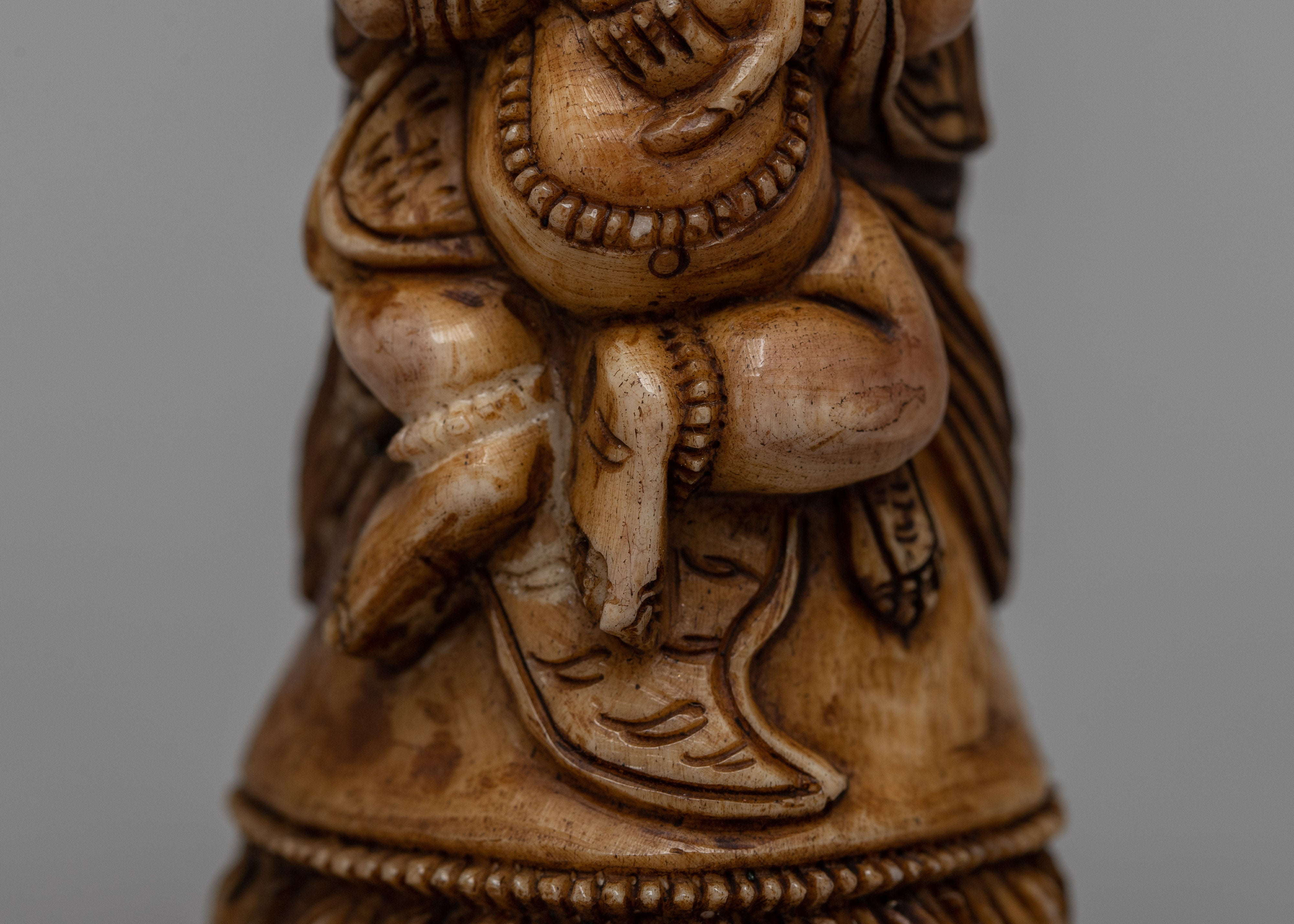 Ethically Sourced Buffalo Bone Mahakala Stamp | Tibetan Protector Art