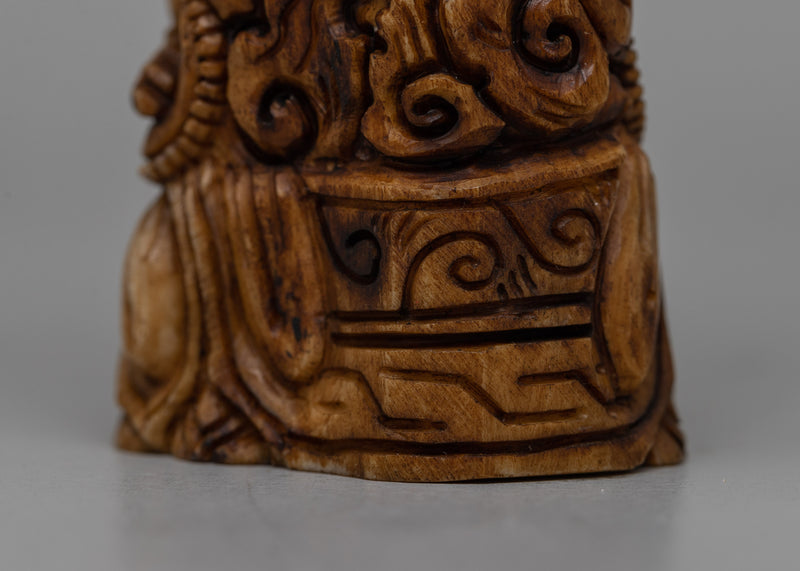 Ethically Sourced Buffalo Bone Stamp Tibetan Seal | Handcarved Mahakala Deity