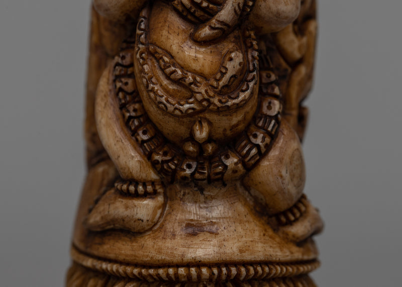 Ethically Sourced Buffalo Bone Stamp Tibetan Seal | Handcarved Mahakala Deity