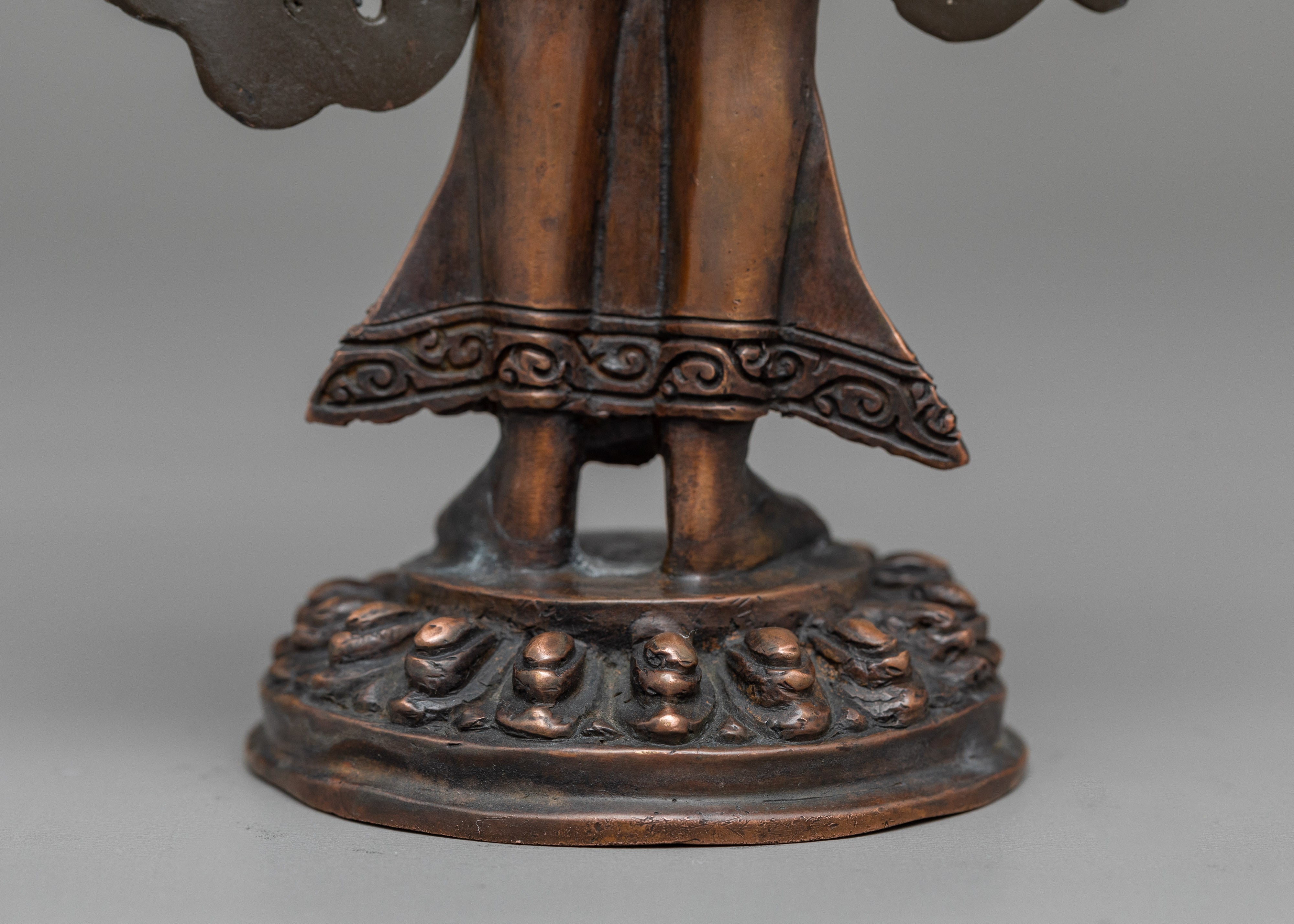 Amoghapasha Lokeshvara Statue | Crafted in Oxidized Copper, Radiating Divine Presence