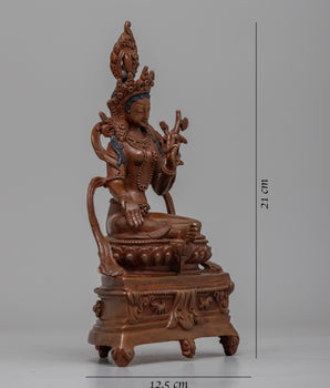 Green Tara Bodhisattva Statue | Graceful Presence in Oxidized Copper