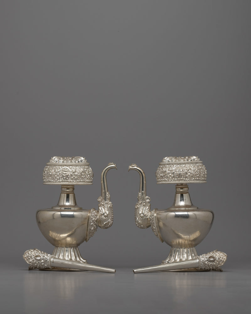 Tibetan Bumpa Vase Set | Religious Vessels for Ritual Significance and Cultural Heritage