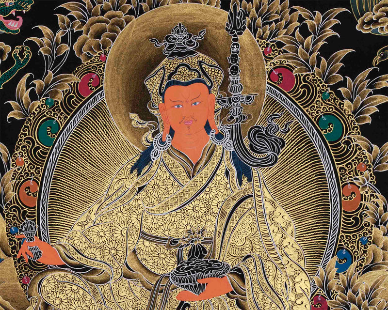 Guru Rinpoche Thangka | Hand-Painted Tibetan Buddhism Arts