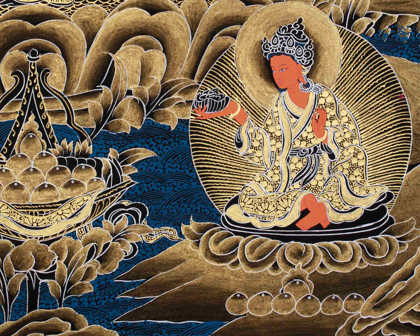 Guru Rinpoche Thangka | Hand-Painted Tibetan Buddhism Arts