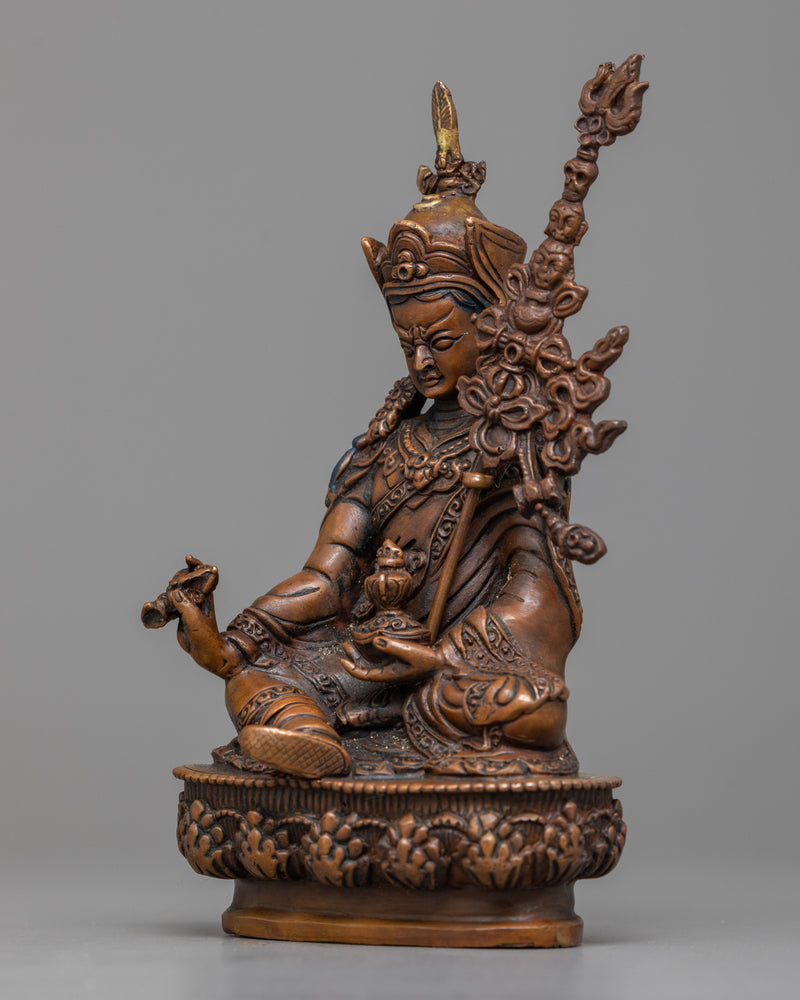 Oxidized Copper Guru Rinpoche Statue | Machine-Made Buddhist Master