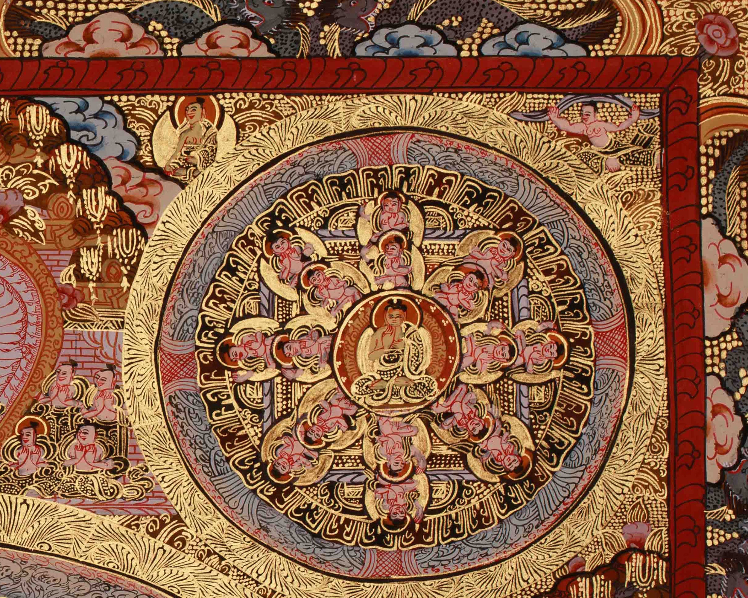 Buddha Mandala Sacred Artwork | Tibetan Mandala Of Wisdom & Compassion | Spiritual Altar