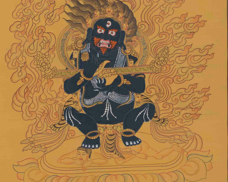 Original Hand-Painted Sakya Mahakala | Tibetan Buddhist Wrathful Dharmapala