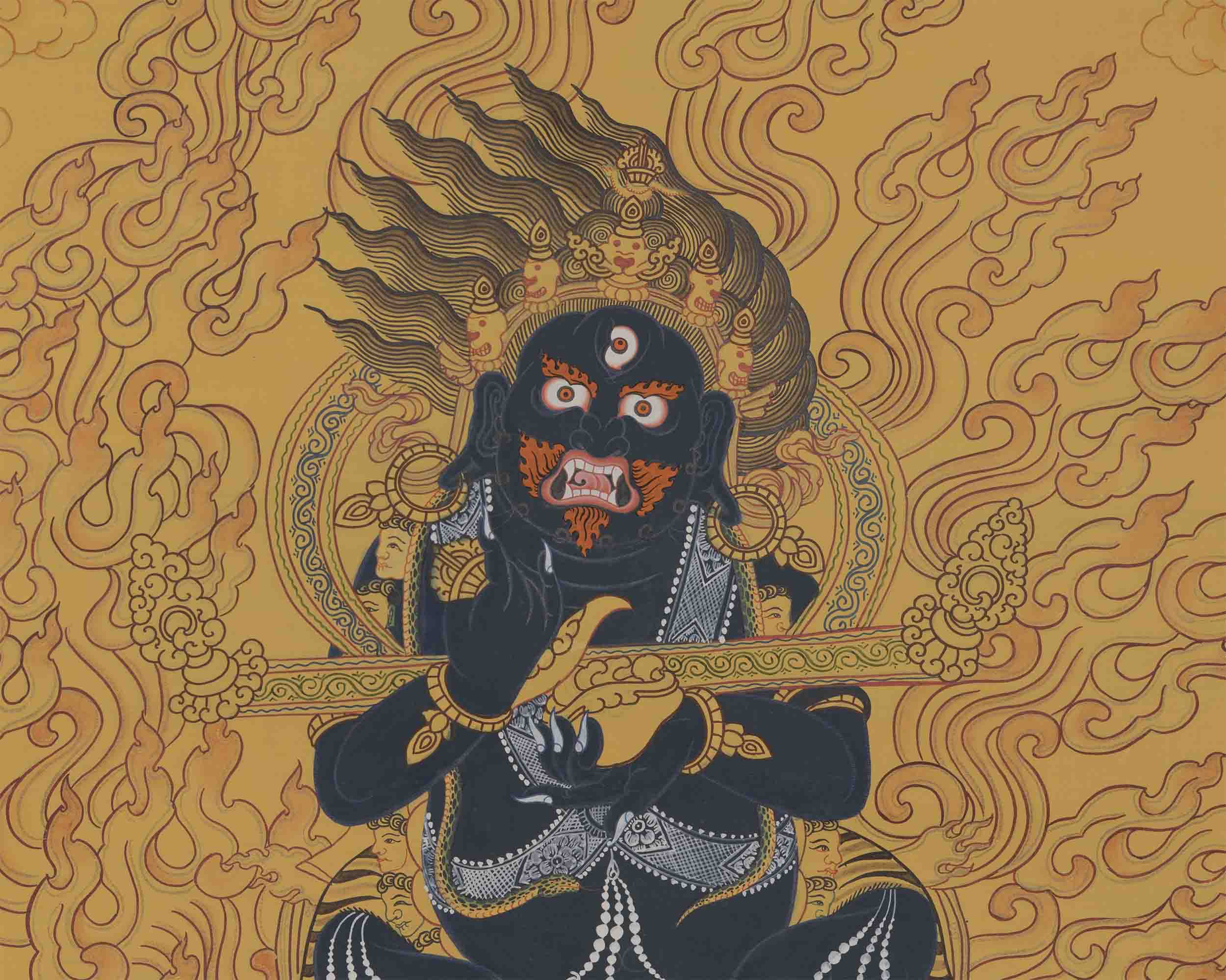 Original Hand-Painted Sakya Mahakala | Tibetan Buddhist Wrathful Dharmapala