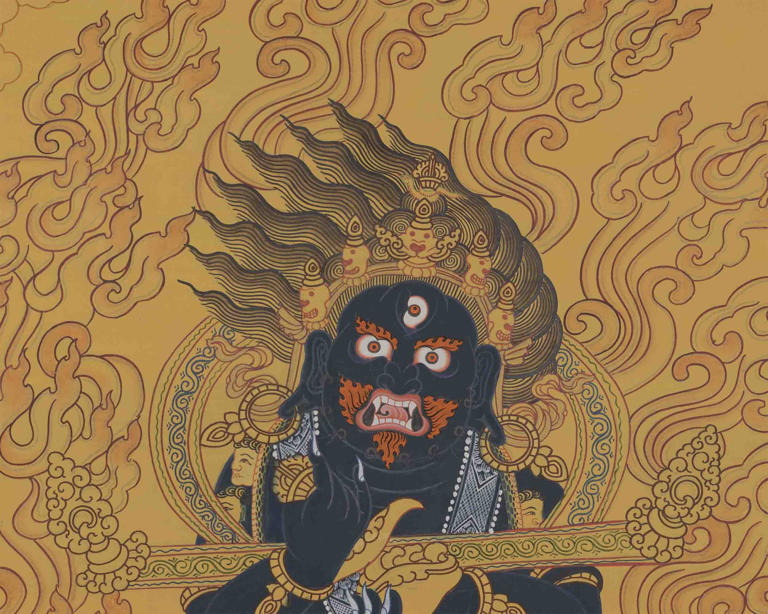 Original Hand-Painted Sakya Mahakala | Tibetan Buddhist Wrathful Dharmapala
