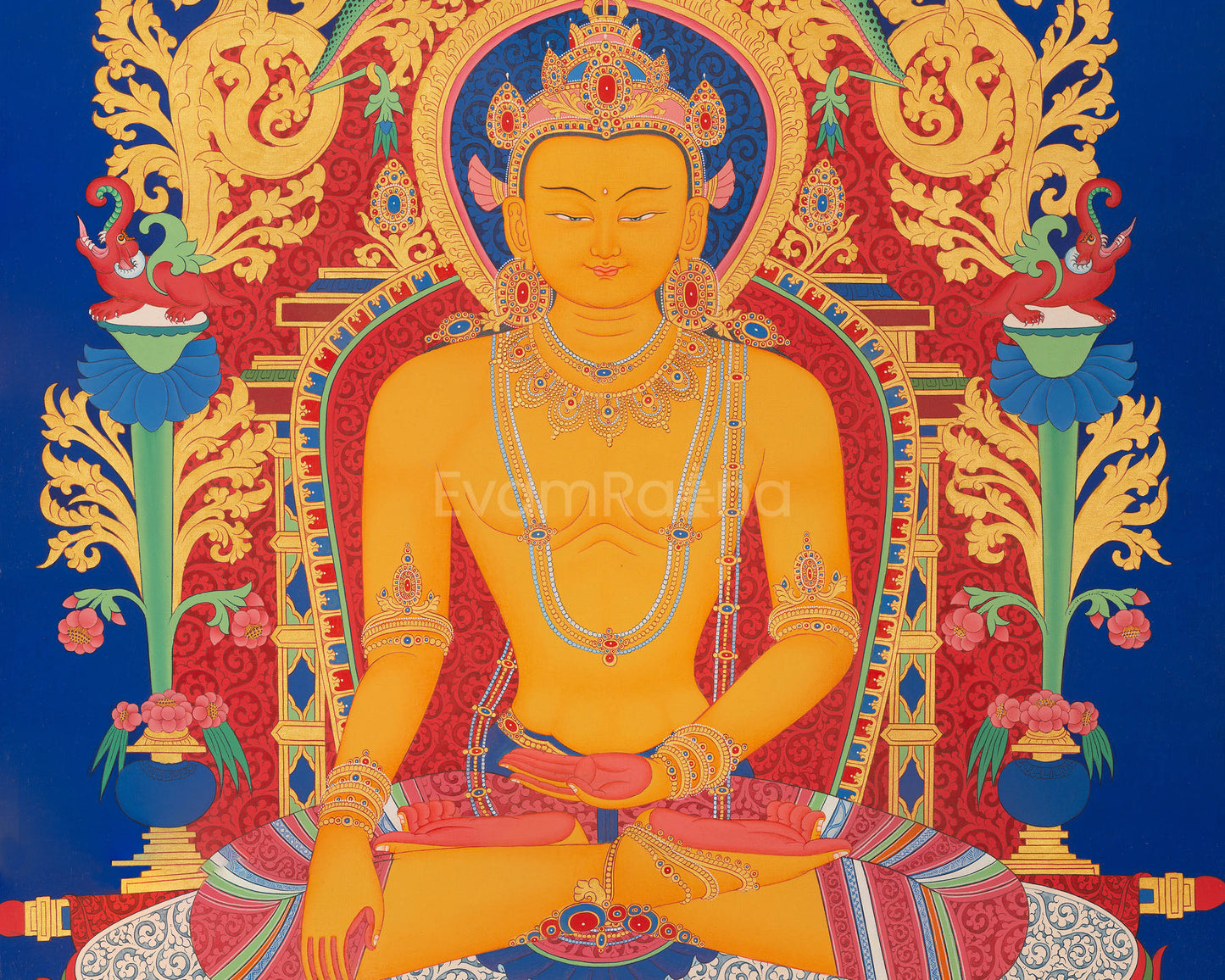 Buddha Ratnasambhava Seated In Lotus Throne Giclee Print | One Of Dhyani (Eternal, Self Born) Buddha