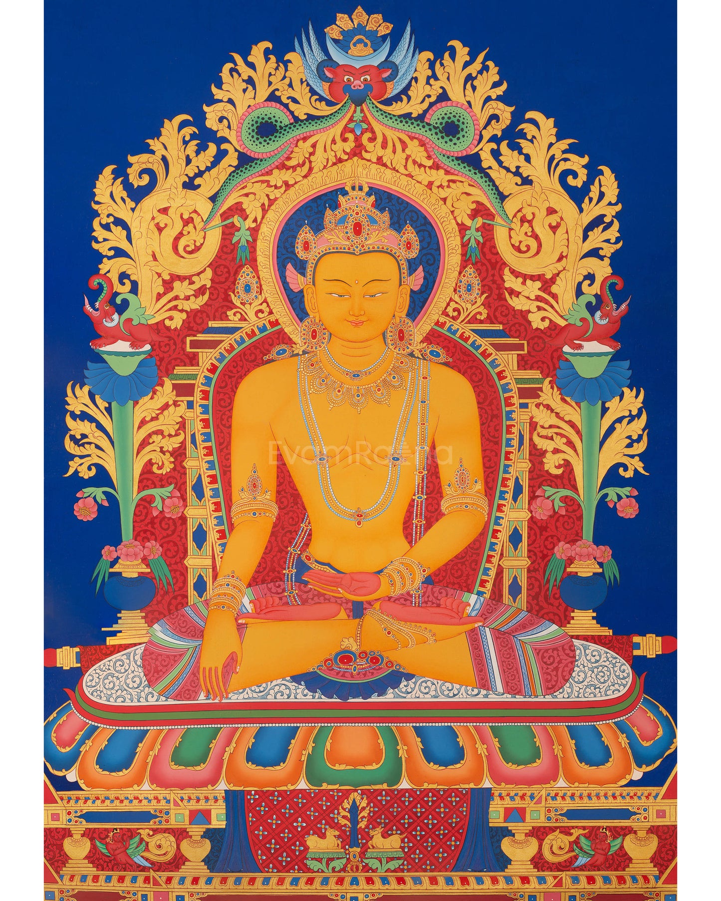 Buddha Ratnasambhava Seated In Lotus Throne Giclee Print | One Of Dhyani (Eternal, Self Born) Buddha