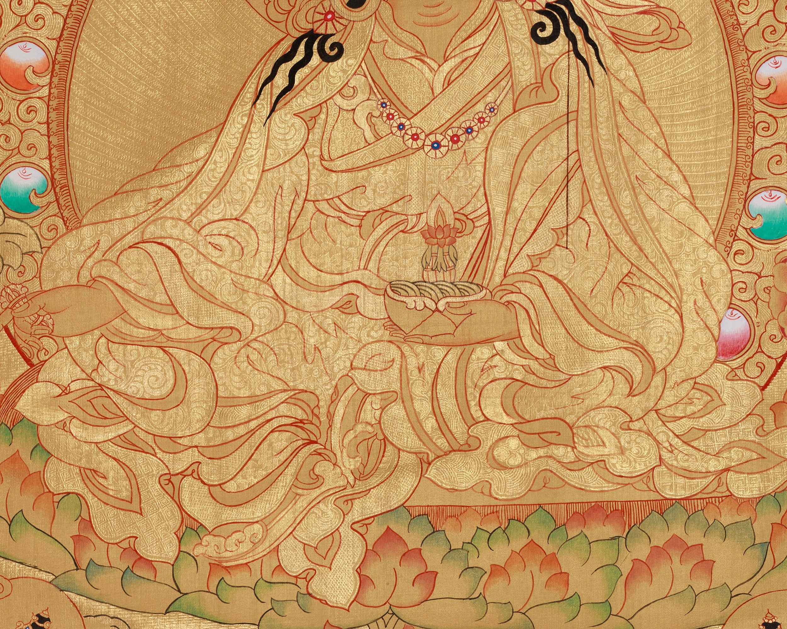 Guru Rinpoche Vajrayana Buddhist Art for Wisdom and Protection | Sacred Padmasambhava Thangka Painting