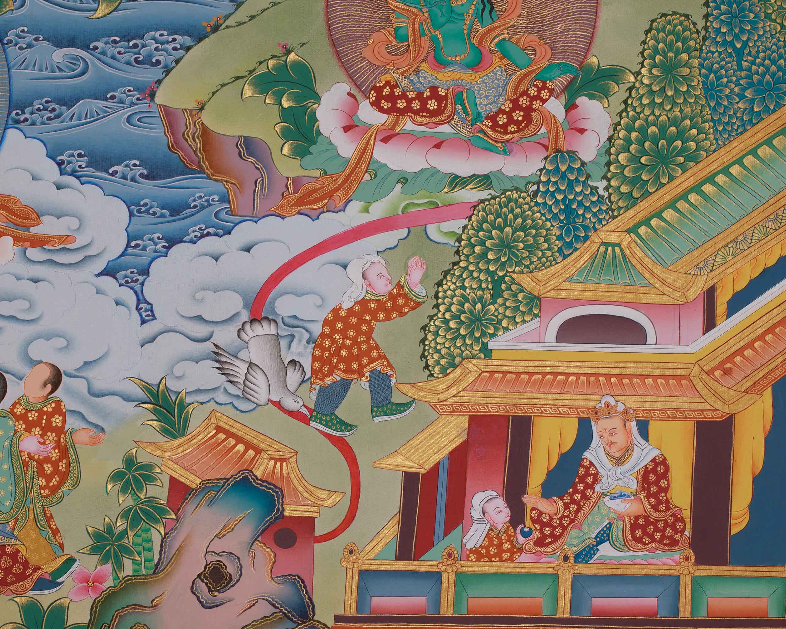 Shyama Tara Buddhist Thangka | Compassionate Goddess Green Tara