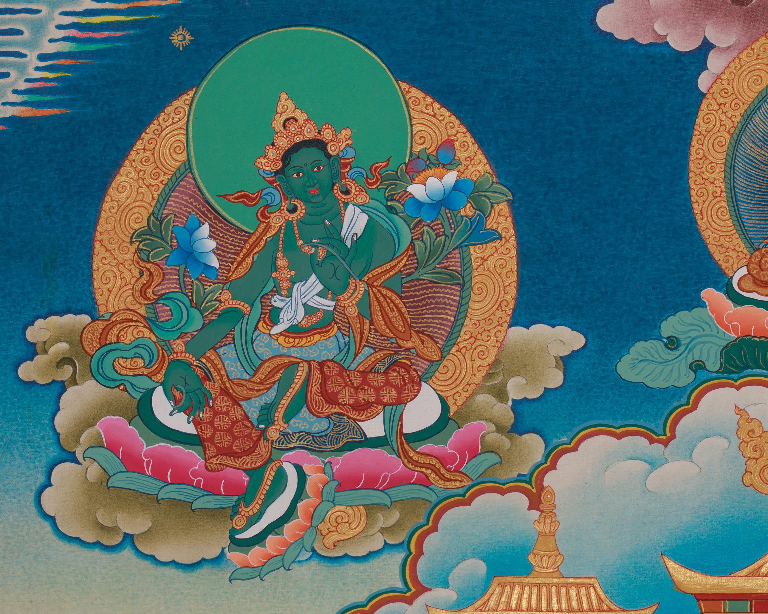 Tibetan Deity Manjushri Thangka | Wisdom, Clarity and Enlightened Mind