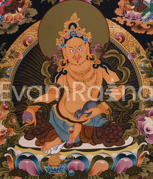Pancha Dzambhala Thangka | Tibetan Wealth Deities Thangka with 24K Gold