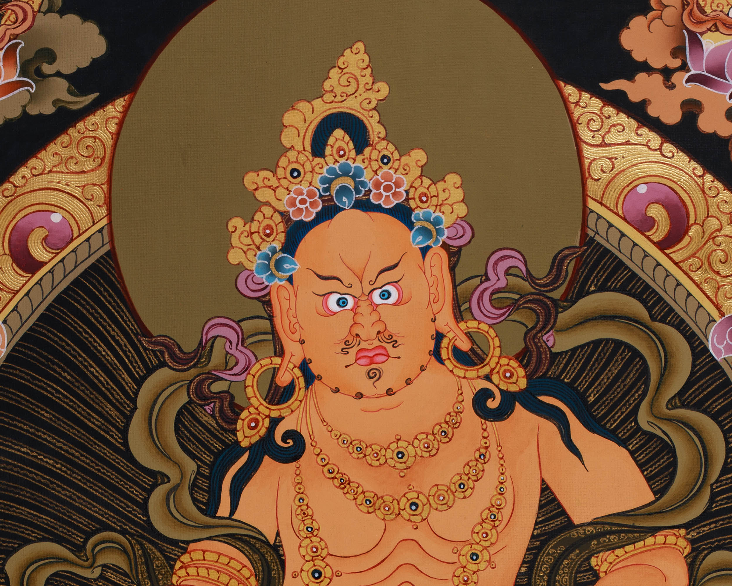Pancha Dzambhala Thangka | Tibetan Wealth Deities Thangka with 24K Gold