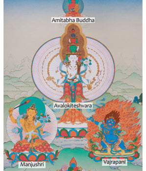 1000 Armed Chenrezig with Manjushri and Vajrapani | Compassion, Wisdom & Power