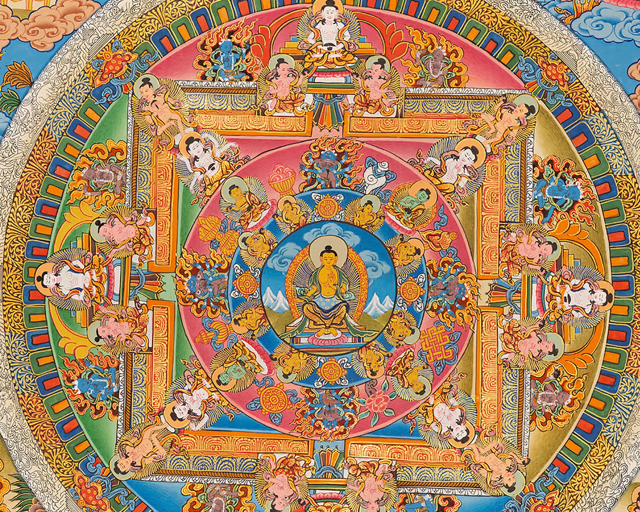 Maitreya Buddha Mandala Thangka | Sacred Art of the Future Buddha