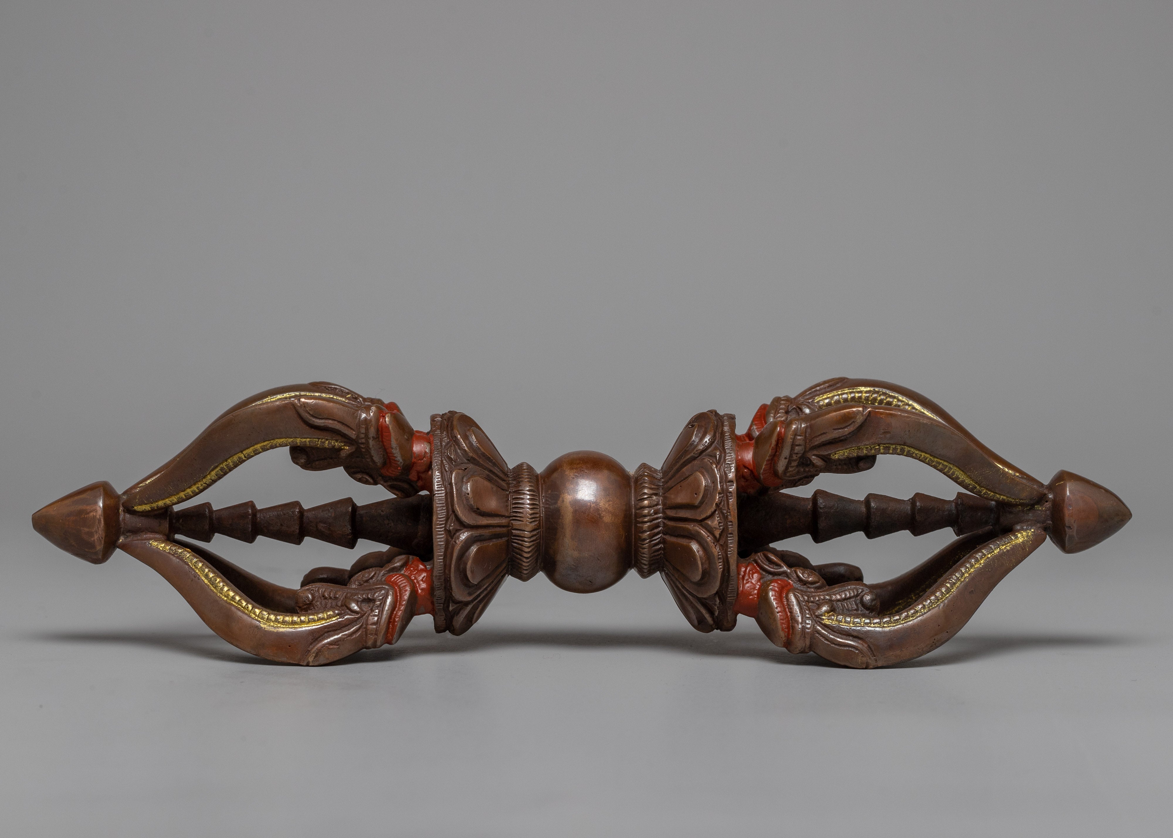 Buddhist Oxidized Copper Vajra | Spiritual Meditation and Ritual Accessory