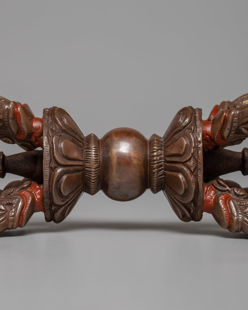 Buddhist Oxidized Copper Vajra | Spiritual Meditation and Ritual Accessory