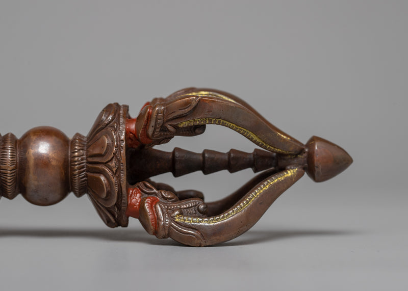 Buddhist Oxidized Copper Vajra | Spiritual Meditation and Ritual Accessory