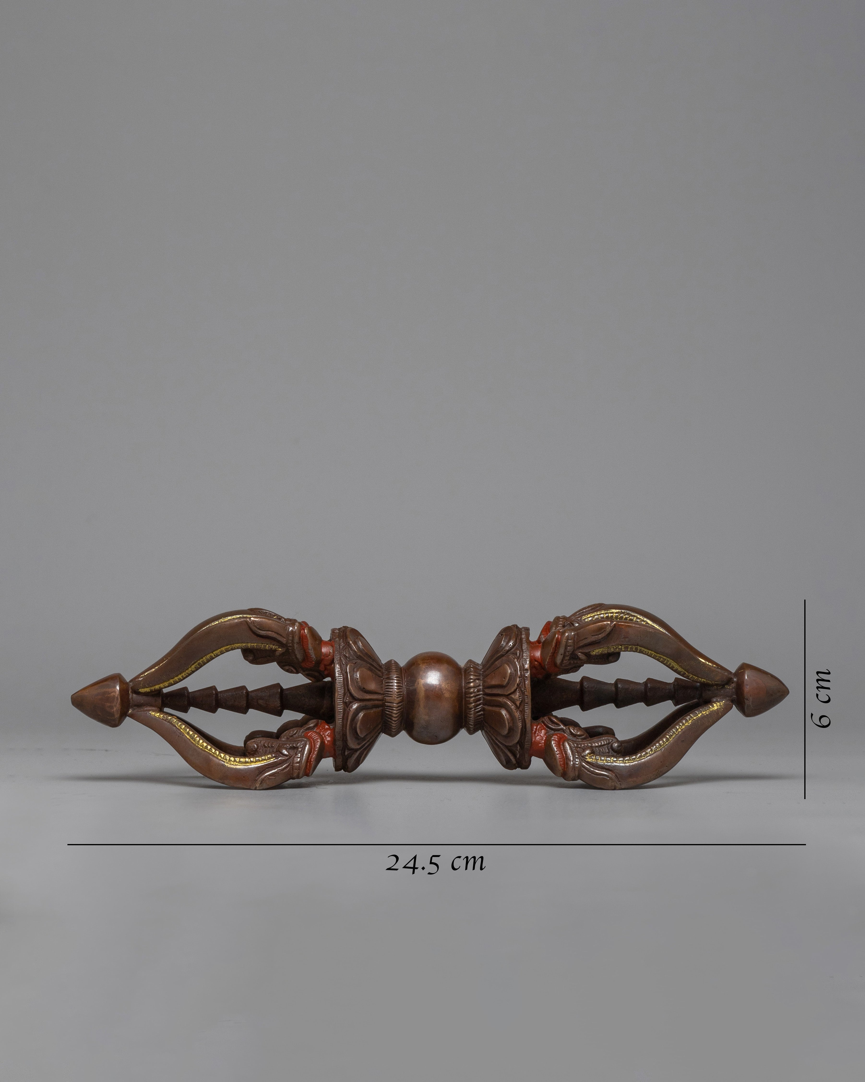 Buddhist Oxidized Copper Vajra | Spiritual Meditation and Ritual Accessory
