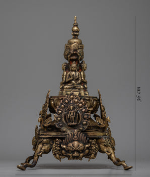 Brass Stupa with Buddha Statues | Handcrafted Buddhist Art for Peace and Meditation