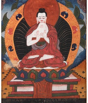 Vairocana Buddha Thangka With Brocade | Buddhist Wall Hanging