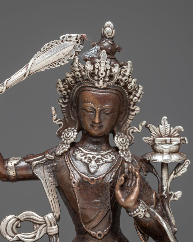 Copper Machine Made Manjushri Statue | Effortless Precision in Divine Craftsmanship for Spiritual Elevation