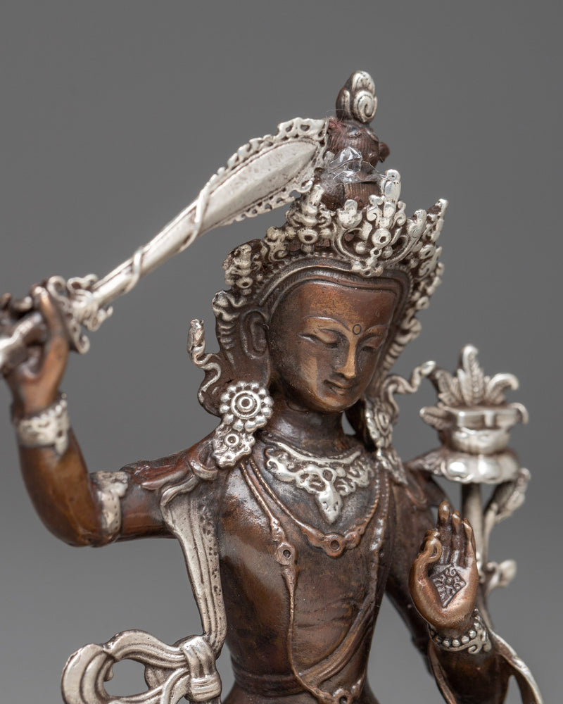 Copper Machine Made Manjushri Statue | Effortless Precision in Divine Craftsmanship for Spiritual Elevation