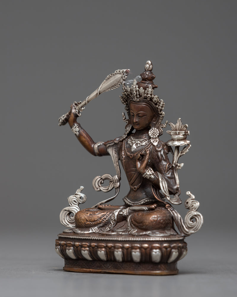 Copper Machine Made Manjushri Statue | Effortless Precision in Divine Craftsmanship for Spiritual Elevation