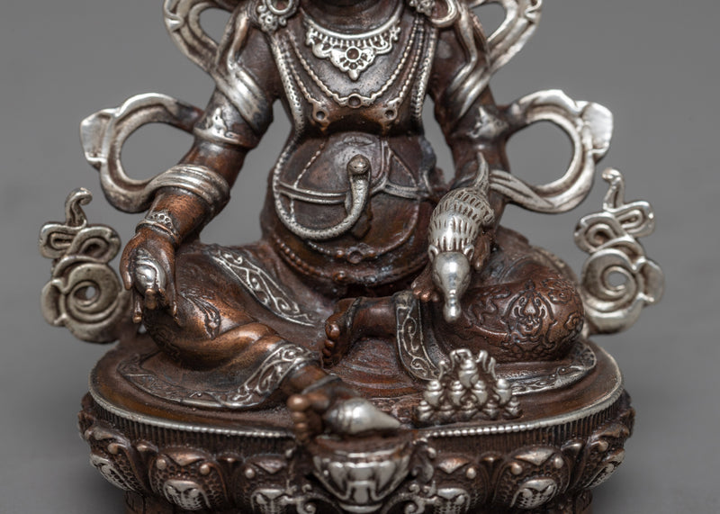 Dzambhala Wealth Deity Statue | Machinemade Statue in Oxidized Copper for Prosperity