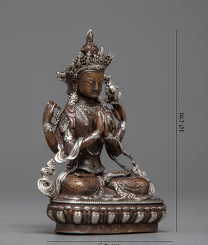 Chenrezig Machine Made Statue | Oxidized Copper Body for Divine Presence