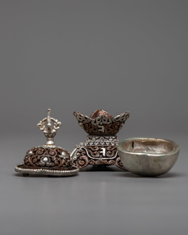 Oxidized Copper Kapala Set | Traditional Buddhist Altar Item