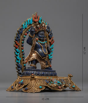 Vajrapani Lapis Statue | Handmade Protector Deity Sculpture