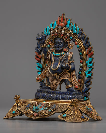 Vajrapani Lapis Statue | Handmade Protector Deity Sculpture