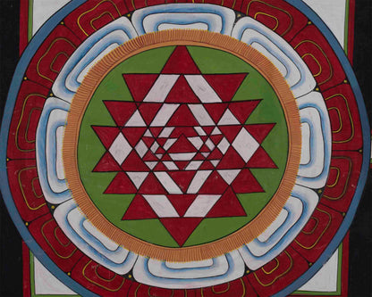 Vintage Shree Yantra Mandala | Original Hand-Painted Shree Yantra