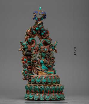 Turquoise Green Tara Statue  |  Compassionate Goddess Figure