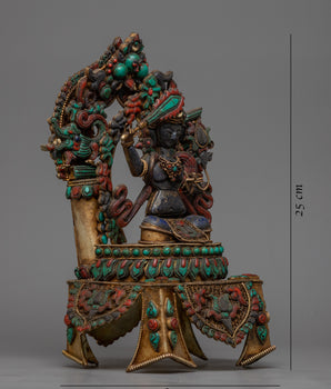 Bodhisattva  Lapis Manjushri Statue | Sculpture of Buddhist Wisdom Deity