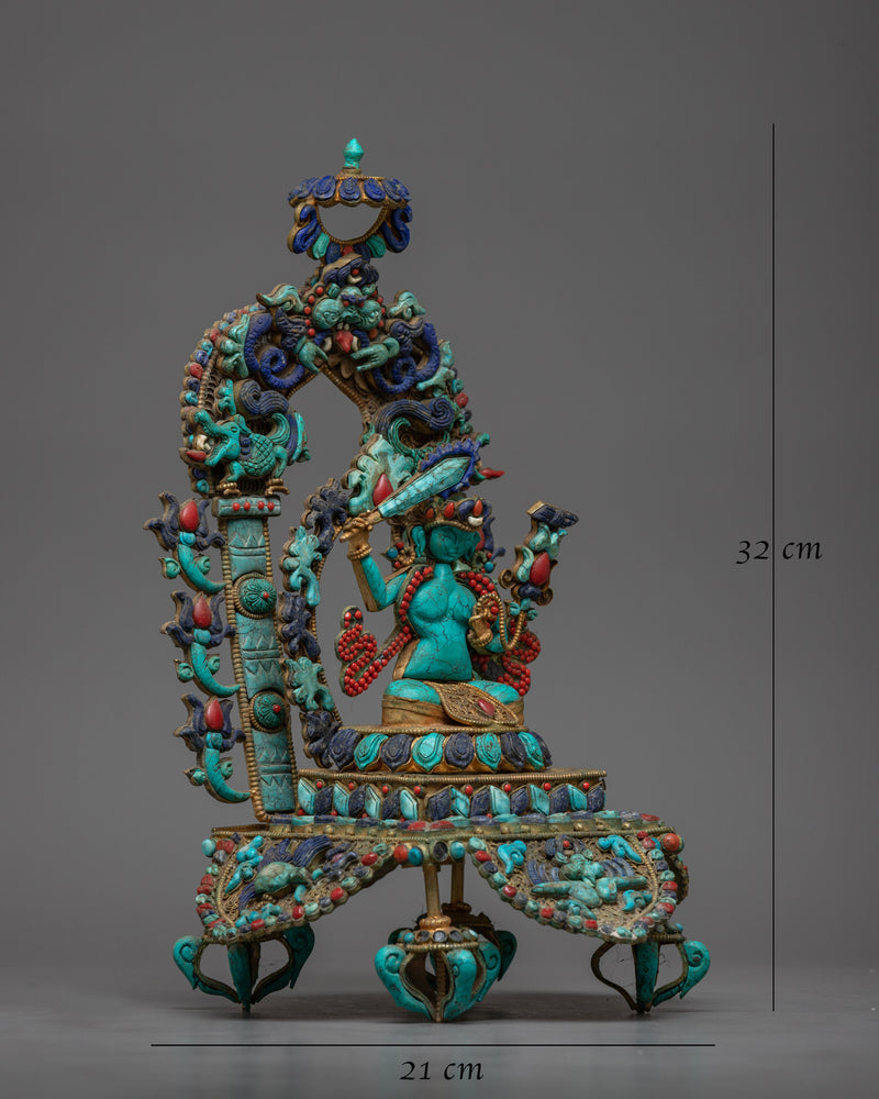 Turquoise Manjushri Statue | Buddhist Enlightenment Figure For Meditation Decor