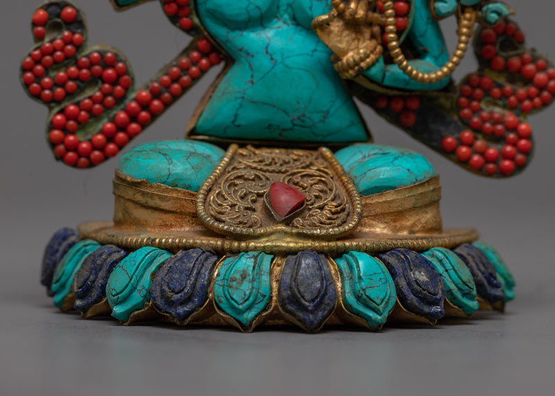 Turquoise Manjushri Statue | Buddhist Enlightenment Figure For Meditation Decor